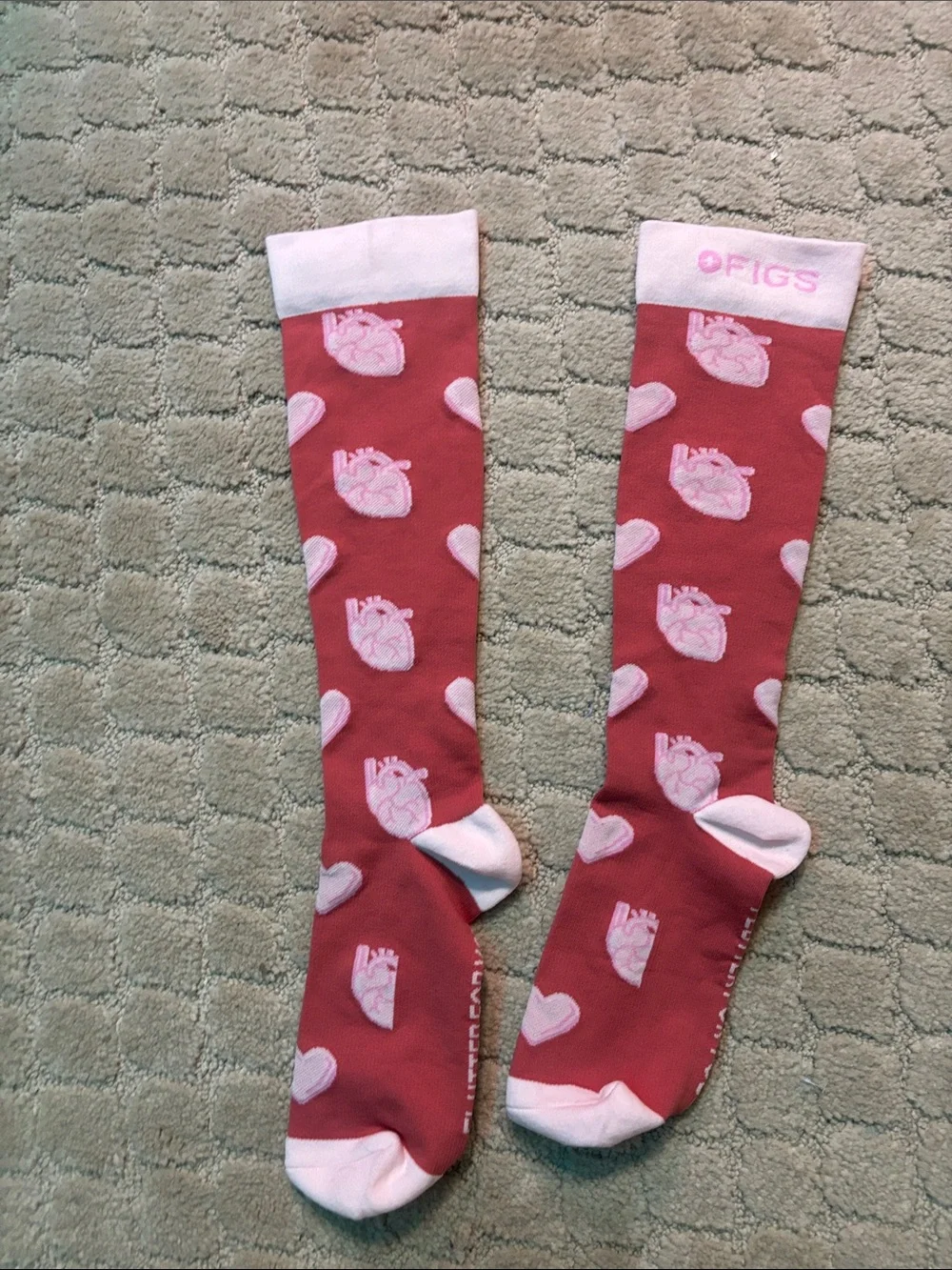 Figs Compression Socks Flutter For You Heart Pattern | Size S
